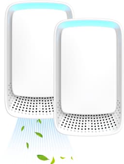 Plug-in luchtreiniger - Negatieve ionentechnologie - Stille werking voor thuisgebruik - Negatieve ionenluchtreiniger voor slaapkamer, kantoor, dierenkamer, badkamer, wit - 2-pack — thumbnail 1
