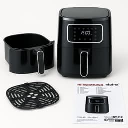 alpina Airfryer 4.5L - Heteluchtfriteuse 1-4 Personen - Air Fryer met Digitaal Touchscreen - Instelbare Temperatuur 80 tot 200 Graden - Timer Functie - Heteluchtoven 1450W — thumbnail 13