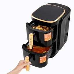 Sensova - Airfryer Dubbellaags 2400W 6L + 6L - Grote Heteluchtfriteuse met Twee Onafhankelijke Manden voor 6-8 Personen - Multifunctionele Airfryer en Heteluchtoven voor Gezond, Snel en Vetarm Koken Zonder Olie — thumbnail 1