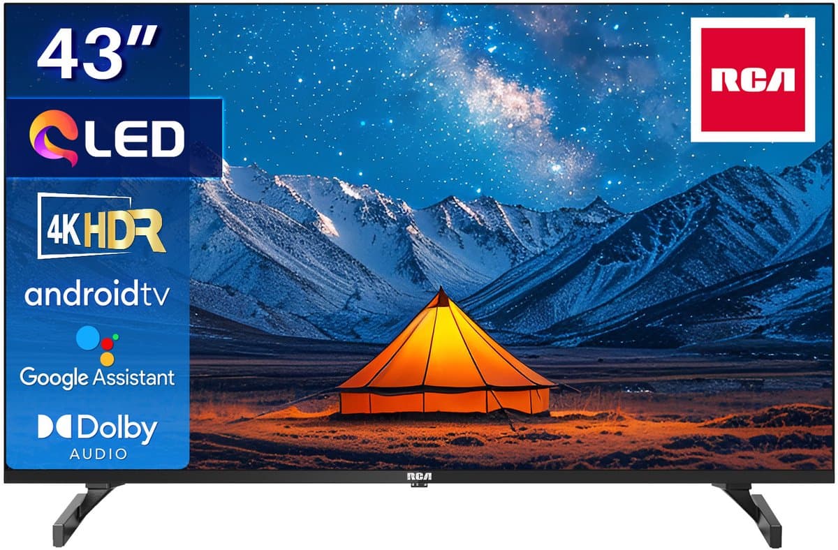 RCA Android Smart TV - QLED 4K Ultra HD - 43 inch/109 cm - Voice Controle & Streaming apps - HDMI x3, USB x2, CI+ - Tripple Tuner DVB-T/T2/S/S2/C - Frameless Design - Geassembleerd in Eindhoven - RAQ43UN1 — afbeelding 1