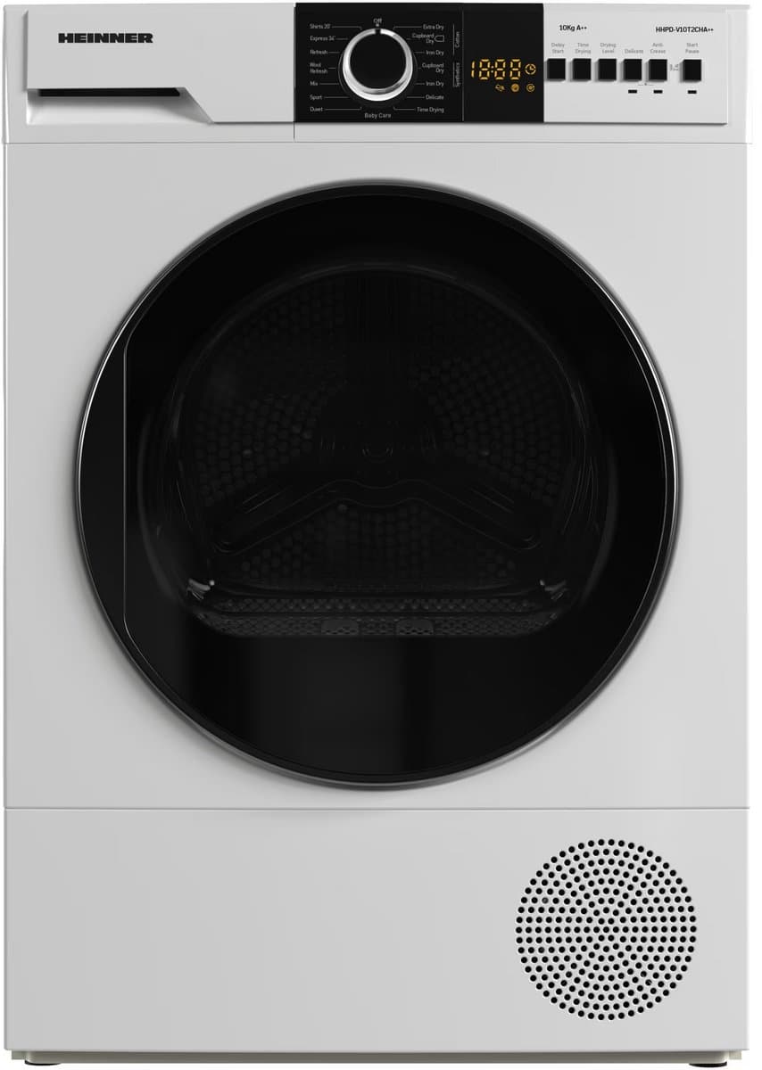 Heinner Warmtepompdroger – 10 KG – Wasdroger – 15 Programma’s – LED Display – Wit — afbeelding 1
