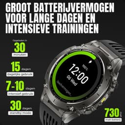Siltcon® Vortex GPS Smartwatch Heren en Dames - Sport Horloge - Horloge Heren - Stappenteller - Hartslagmeter - Saturatiemeter - Belfunctie - 200+ Sportmodi - Kompas - Zaklamp - Waterdicht - AMOLED - Geschikt voor iOS/Android - 5 Bandjes — thumbnail 9