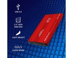 Qoltec Externe Harde Schijf Behuizing HDD/SSD 2.5'' SATA3 | USB 3.0 | Rood.