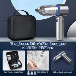 Sander Shop 3-in-1 handstofzuiger accu, 3 snelheden handstofzuiger, draadloos, 15000PA auto stofzuiger sterk, 80000 RPM handheld stofzuiger snoerloze mini stofzuiger voor auto, keuken, pc, bank, kantoor, huis-blauw — thumbnail 5