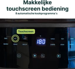 Vivid Green Airfryer 5L - Tot 4 Personen - PFAS-vrij - 12 Programma's - Digitaal Display — thumbnail 4