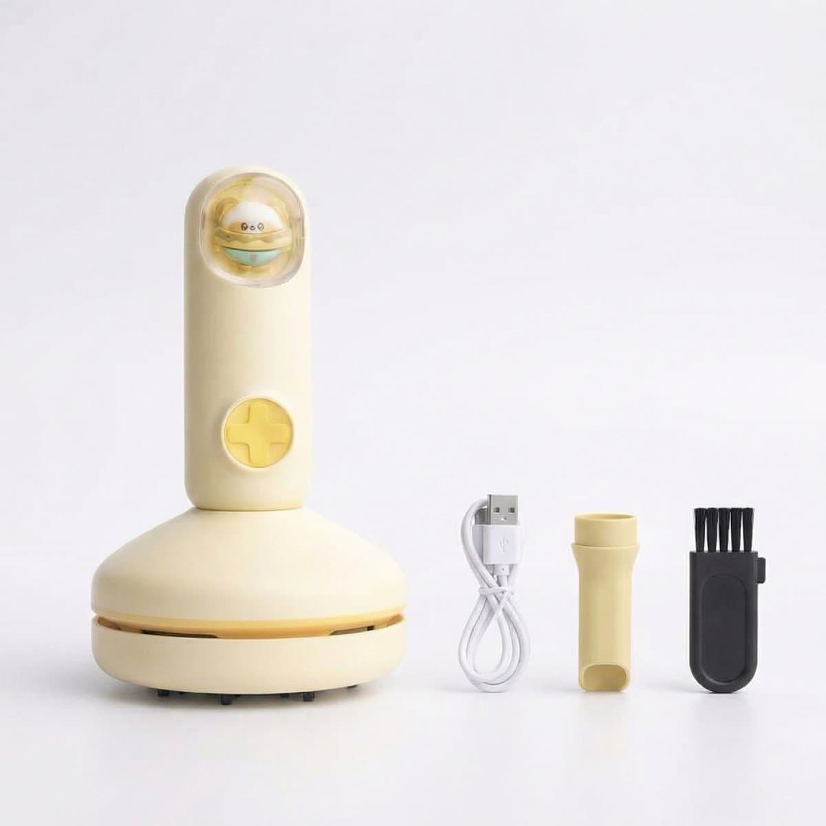 Mini bureaustofzuiger - Draadloze bureaustofzuiger - Stofzuiger - USB oplaadbaar - Twee windsnelheden - Geschikt voor kantoor, thuis en in de auto - 15x8,5 cm - Geel — afbeelding 1