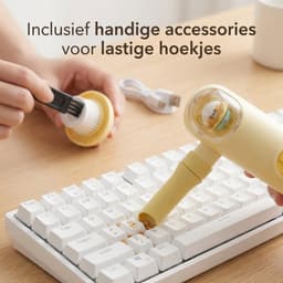 Mini bureaustofzuiger - Draadloze bureaustofzuiger - Stofzuiger - USB oplaadbaar - Twee windsnelheden - Geschikt voor kantoor, thuis en in de auto - 15x8,5 cm - Geel — thumbnail 3