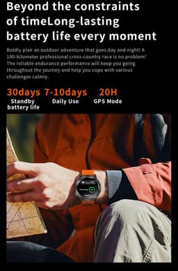 Knobbout Outdoor GPS Smartwatch – 1.43” AMOLED Scherm (466×466) – Bluetooth Bellen – Always-On Display (AOD)-Dubbele Frequentie + 6-Satelliet Locatie – Kompas, Hoogtemeter, Barometer – 100+ Sportmodi – IP68 Waterdicht – 10 Dagen Batterijduur- Zwart — thumbnail 6