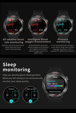 Knobbout Outdoor GPS Smartwatch – 1.43” AMOLED Scherm (466×466) – Bluetooth Bellen – Always-On Display (AOD)-Dubbele Frequentie + 6-Satelliet Locatie – Kompas, Hoogtemeter, Barometer – 100+ Sportmodi – IP68 Waterdicht – 10 Dagen Batterijduur- Zwart — thumbnail 7