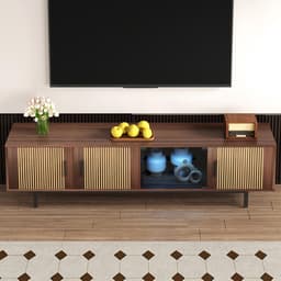 TV-kast - Lowboard Media Console - Woonkamer Entertainment - Led Verlichting App Bediening - 200x35x53 cm - Zwart Hout — thumbnail 2