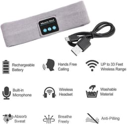 Draadloze, bluetooth sport hoofdband hoofdtelefoon, ultra dunne hd stereo speaker, ideaal voor slaap, oefening, joggen, yoga, slapeloosheid, vliegreizen, meditatie — thumbnail 5