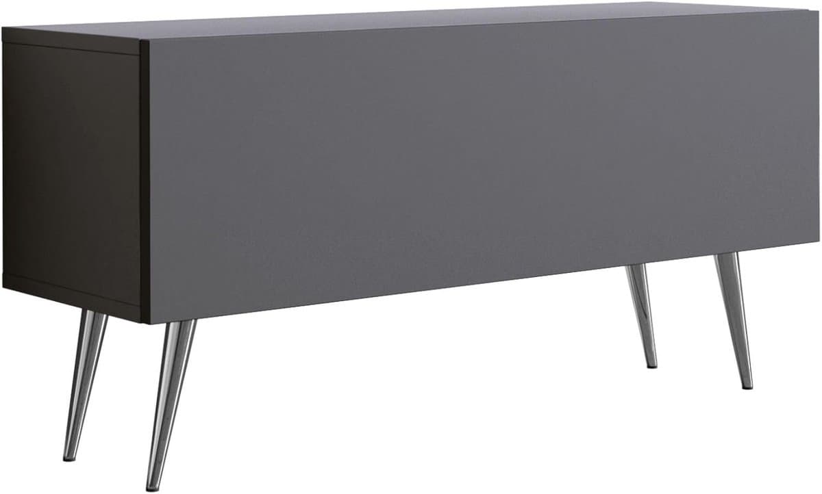 TV-meubel - Mediabox Kast - Woonkamer Opbergen - Eén Deur Plank - 100x52x32 cm - Antraciet Verchroomd — afbeelding 1