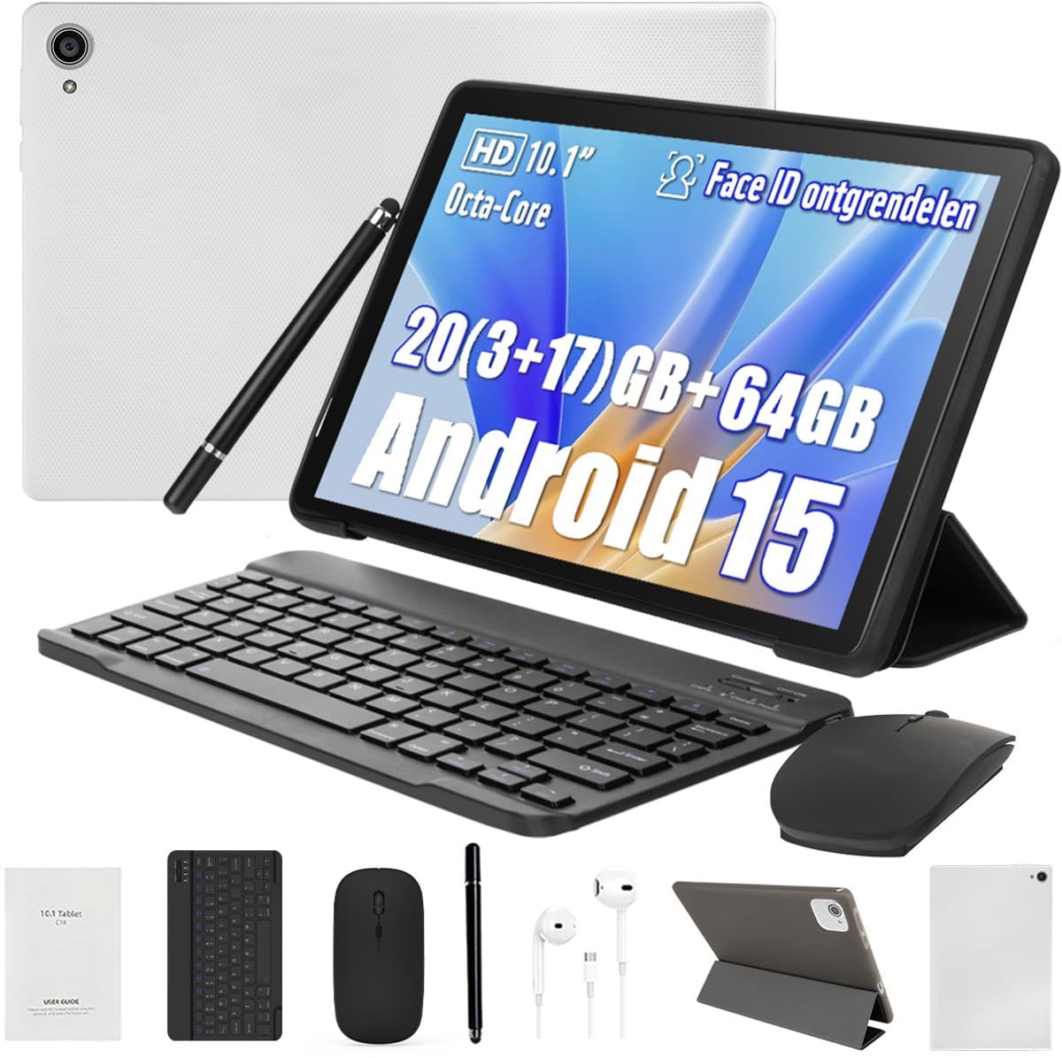 Hotlight C10L - Android 15 Tablet - 10.1 inch - 20(3+17)GB RAM/64GB ROM– 5000mAh - WiFi 6 - 5MP+8MP Camera - Wit — afbeelding 1