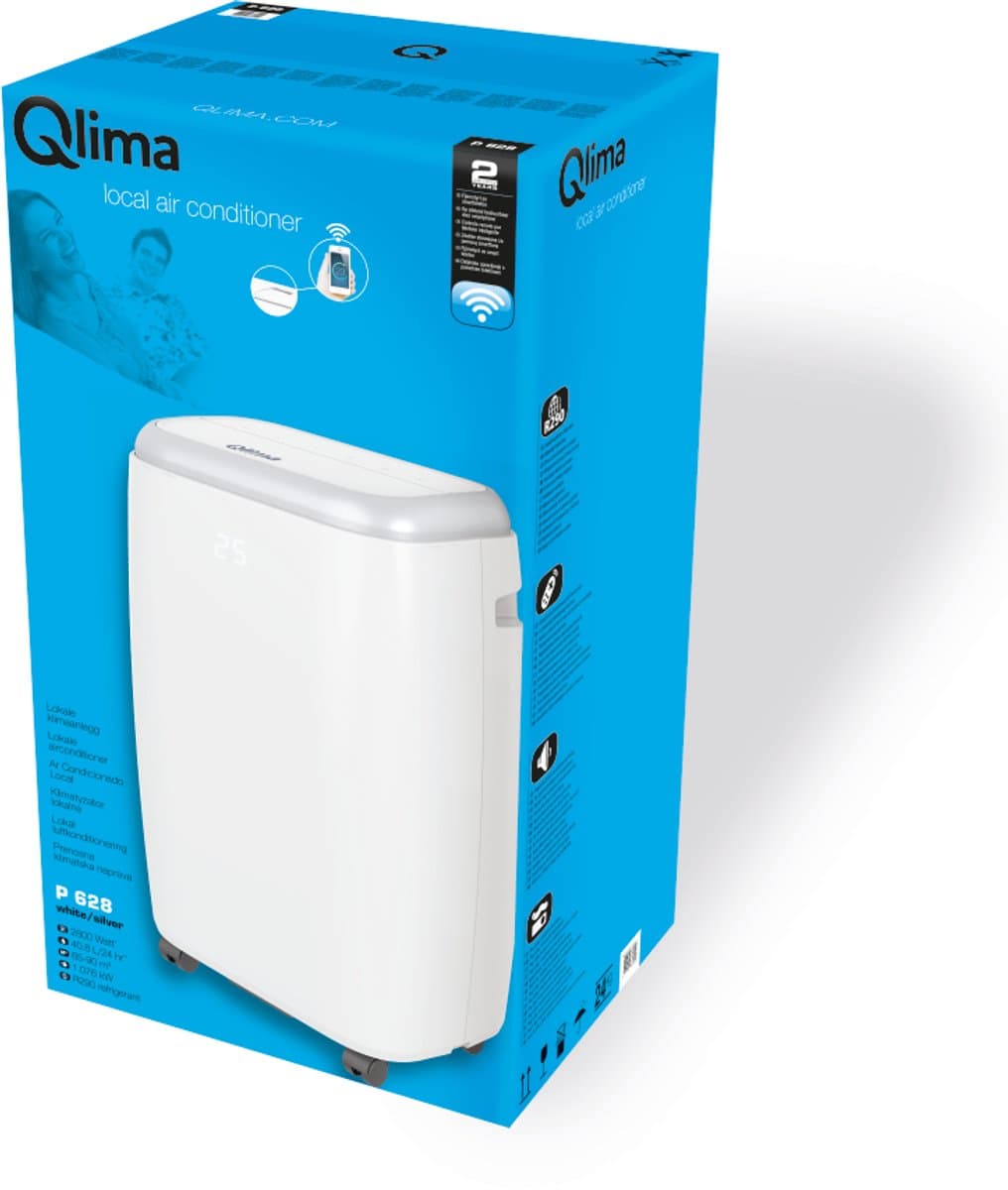 Mobiele Airconditioner P 628 – Wit/Zilver – 3-in-1 (Koelen, Ventileren & Ontvochtigen) – Inclusief Afstandsbediening & Raamafdichtingskit — afbeelding 1
