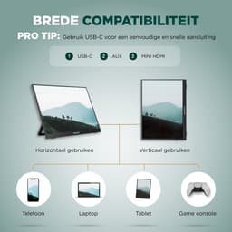 Remodius® Portable Monitor 16 Inch + Sleeve – Ultradunne 2.5K Draagbare Monitor – Reisdisplaybundel met Beschermhoes – USB-C & Mini HDMI – IPS Scherm, HDR, Ingebouwde Kickstand – Voor Laptop, Mac & Smartphone — thumbnail 8