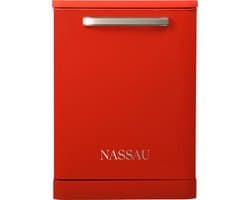Nassau RVW6000ROO – AUTODOOR - Label D - 43DB! - RVS sproeiarm - Retro Rode Vaatwasser – Handgreep - Vrijstaand – Rood - 5 jaar garantie -