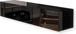 Zwart Hoogglans TV Meubel 180cm - Modern Lowboard voor Televisie in Woonkamer — thumbnail 7