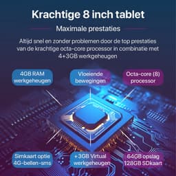 SwayTosh Tab D1 – Tablet – 4+3GB RAM – 64+64GB Opslag – 4G – WiFi – Octa Core Processor – 8 inch – Hoes + Screenprotectors inbegrepen — thumbnail 2