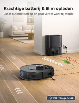 MYBOT X10 PRO - Robotstofzuiger Met Dweilfunctie - 6000PA Zuigkracht - Ideaal voor Huisdierharen – Laad- & Leegstation – LiDAR Navigatie — thumbnail 8