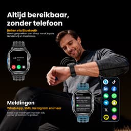 Maoo FORGE GPS Square - GPS Smartwatch Heren - Sporthorloge - 3 Bandjes - Stappenteller - Hartslagmeter - Slaapmonitor - Belfunctie - LED Zaklamp - Multisport - Geschikt voor Android en iOS - Gun Metal Blue — thumbnail 10