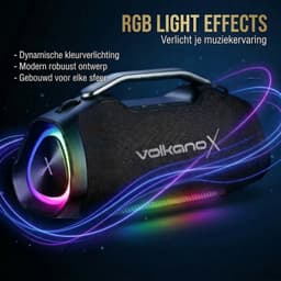 VolkanoX Ignite Ultra Bluetooth Speaker - Muziek box - 180W Partybox met RGB Verlichting - Spatwaterdicht - FM Radio - TWS - Zwart — thumbnail 5