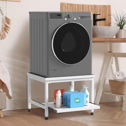 Wasmachine Verhoger Met Uitschuifbare plank - Wasmachine opbouwmeubel - Wasmachine Sokkel - 63x54x45.5cm - Wit — thumbnail 5