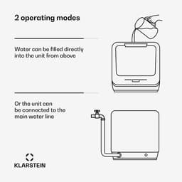 Klarstein Vaatwasser Amazonia Mini - Compact Aanrechtblad, 7 Programma's, 5L Tank of Directe Aansluiting, Energie-efficiëntieklasse D, Stil 58dB, Digitaal Display, Draagbaar Tafelblad voor Kleine Keukens, Blauw - Mini-Vaatwasser - voor Keuken — thumbnail 4