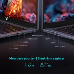 Huidun HiBook 6 Laptop - 15,6 inch Full HD - 16 GB RAM - 256 GB SSD - Intel N150 - Windows 11 Notebook - UHD Graphics - 5000mAh - Grijs — thumbnail 12