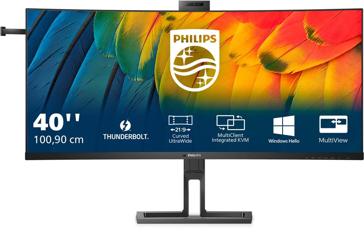 Philips 40B1U6903CH 6000 Series - LED-monitor - gebogen - USB - 39.7" - 5120 x 2160 WUHD @ 75 Hz - IPS - 300 cdm² - 1000:1 - HDR10 - 4 ms - Thunderbolt 4, 2xHDMI, DisplayPort - luidsprekers - textuurzwart — afbeelding 1