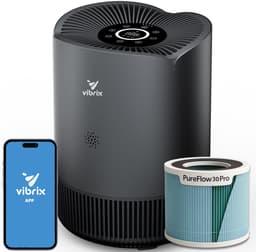 Vibrix PureFlow30 Pro Luchtreiniger / Air Purifier – EPA 14 + koolstoffilter – 180 m³/u – Voor kamers tot 30 m² – Ionisator – App-bediening – Zeer stil met slaapstand – Luchtkwaliteitindicator — thumbnail 1