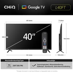 CHiQ L40FT - Smart TV 40 Inch - Full HD - Google TV - Randloos Metal Design - Dolby Audio - Nieuw — thumbnail 4