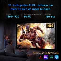 TABWEE Tablet T90 - 24GB RAM - 128GB ROM - 8000 mAh - 11 Inch - Met Toetsenbord(QWERTY) - Hoes - Stylus - Muis - Gemini AI - Bluetooth 5.0 - Android 16 - Grijs — thumbnail 9