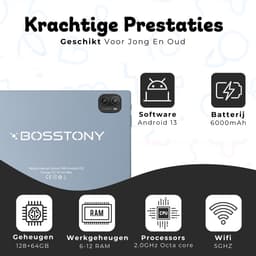 Bosstony Snelle Kids Tablet 10 inch - Ouderlijk Toezicht - 6000mAh Batterij - 192 GB - Incl Beschermpakket - Kindertablet vanaf 3 jaar - Tablet Kinderen — thumbnail 7