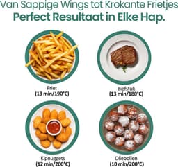 Emerio Airfryer XL - 5 Liter Heteluchtfriteuse - Regelbare thermostaat 80ºC tot 200ºC - 12 Kookprogramma's - Digitaal display - Timer functie - Kijkvenster - Cool touch - AF-129329.3 Zwart — thumbnail 6