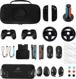 PlayCool 23-in-1 Accessoirebundel voor Nintendo Switch 2 – Beschermhoes, Screenprotectors, Thumb Grips, Joy-Con Siliconen Covers, Stuurset, Controller Grips, Oplaadstation, Playstand & Game Muisset — thumbnail 2