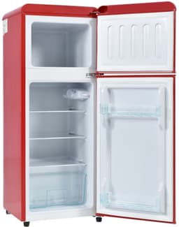 retrokoelkast, koel-vriescombinatie, 105,5 cm hoog, 41 cm breed, tweedeurig, met 92 liter totaal volume, 28 liter vriesvolume. Deurrek en glasrek. 116 kWh/jaar, -27掳C ~13掳C, LED-verlichting — thumbnail 5