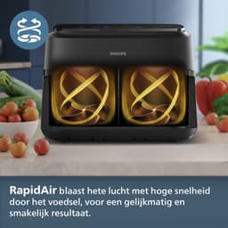 Philips 1000 Series Dual Basket Airfryer - NA150/00 - Dubbele Mand - Flexible Basket - 7.1L - Tot 5 Personen — thumbnail 4