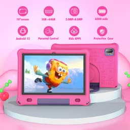 Lipa WQ01 kinder tablet Pink 10.1 inch - Kindertablet vanaf 3 jaar - Kindertablet 10 inch - Tablet kinderen - Android 15 tablet - 64 GB opslag - Groot scherm - Met spellen software - Play store - Ouder bescherming - Bescherming ogen - Met bumper — thumbnail 4