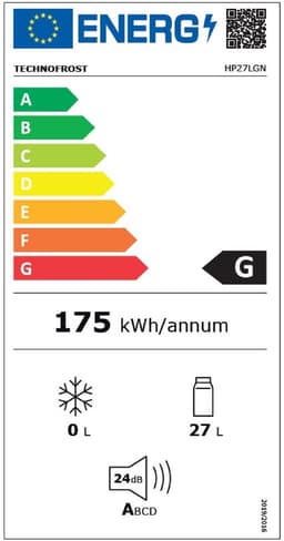 Technomax HP27LGN minibar koelkast - 27 liter - compleet geruisloos - glazen deur - binnenverlichting — thumbnail 2