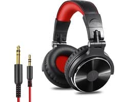 OneOdio Pro 10 - koptelefoon met microfoon - inklapbaar - muziek|studio|DJ (zwart/rood)
