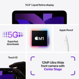 Apple iPad Air (2022) - 10.9 inch - WiFi + 5G - 64GB - Spacegrijs - 5e generatie — thumbnail 7