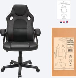 LifeGoods Gaming Stoel - Gamestoel - Verstelbaar in Hoogte - Comfortabele Gaming Chair - Kunstleer - Zwart — thumbnail 10