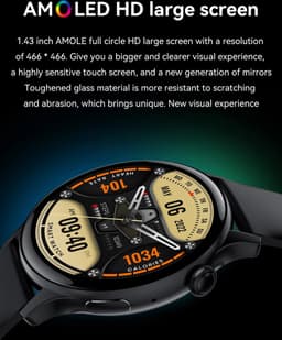 DrPhone DTX Ultra2 – 1.43” AMOLED Smartwatch – Always-On Display – Belfunctie – Hartslag-, Bloeddruk- & Zuurstofmeter – Smartwatch met App – Rosegoud/Goud — thumbnail 14