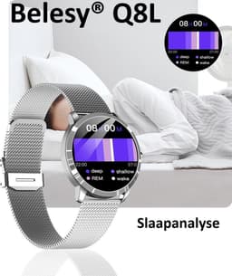 Belesy® Q8LG 2022 - Smartwatch Dames – Smartwatch Heren - Horloge- 1.09 inch - Kleurenscherm - Stappenteller - Bloeddruk - Hartslag - 75+ Wijzerplaten – Sporten - Staal – Rosé Goud — thumbnail 7