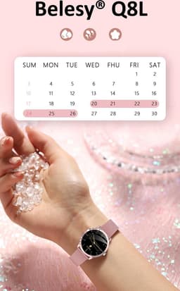 Belesy® Q8LG 2022 - Smartwatch Dames – Smartwatch Heren - Horloge- 1.09 inch - Kleurenscherm - Stappenteller - Bloeddruk - Hartslag - 75+ Wijzerplaten – Sporten - Staal – Rosé Goud — thumbnail 17