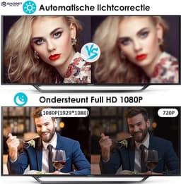 Full HD Webcam met Ruisvrije Microfoon - Incl. Tripod en Webcam Cover - 1080P - Voor Laptop en PC - Windows en Mac — thumbnail 3