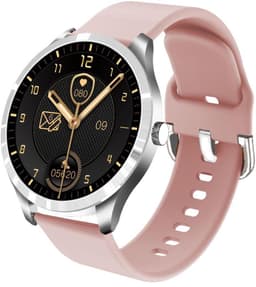 Belesy® BQSiRgPk Pro - Smartwatch Dames – Smartwatch Heren - Horloge - 1.28 inch - Kleurenscherm - Stappenteller - Bloeddruk - Hartslag - 75+ Wijzerplaten – Sporten – Zilver – Siliconen – Roze – extra polsband Milanees Zilver - Kerstcadeau — thumbnail 12
