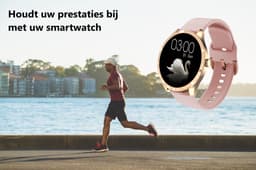Belesy® Q9 Pro - Smartwatch Dames – Smartwatch Heren - Horloge - 1.28 inch - Kleurenscherm - Stappenteller - Bloeddruk - Hartslag - 75+ Wijzerplaten – Sporten - Staal – Goud - Kerstcadeau — thumbnail 9