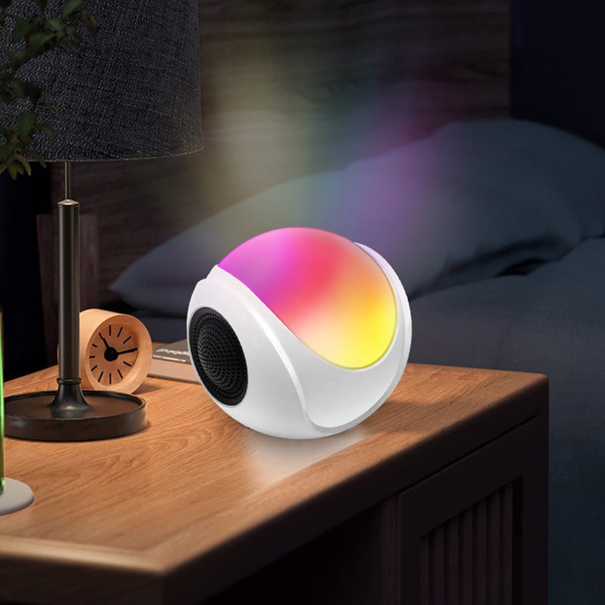 Crrynuo - Bluetooth Speaker - LED Licht Speaker - FM Radio Speaker - 1 Stuk - 360° Audio - 5W - Wit — afbeelding 1