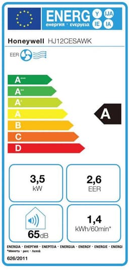 Honeywell Airco HJ12CESAWK - 12000 BTU - 16°C tot -31°C - Ontvochtigingsfunctie - Ventilatorfunctie - Wit — thumbnail 2
